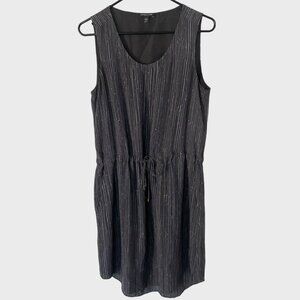 Eileen Fisher Shima Printed Sleeveless Silk Crepe Dress Gray Womens Petite Small